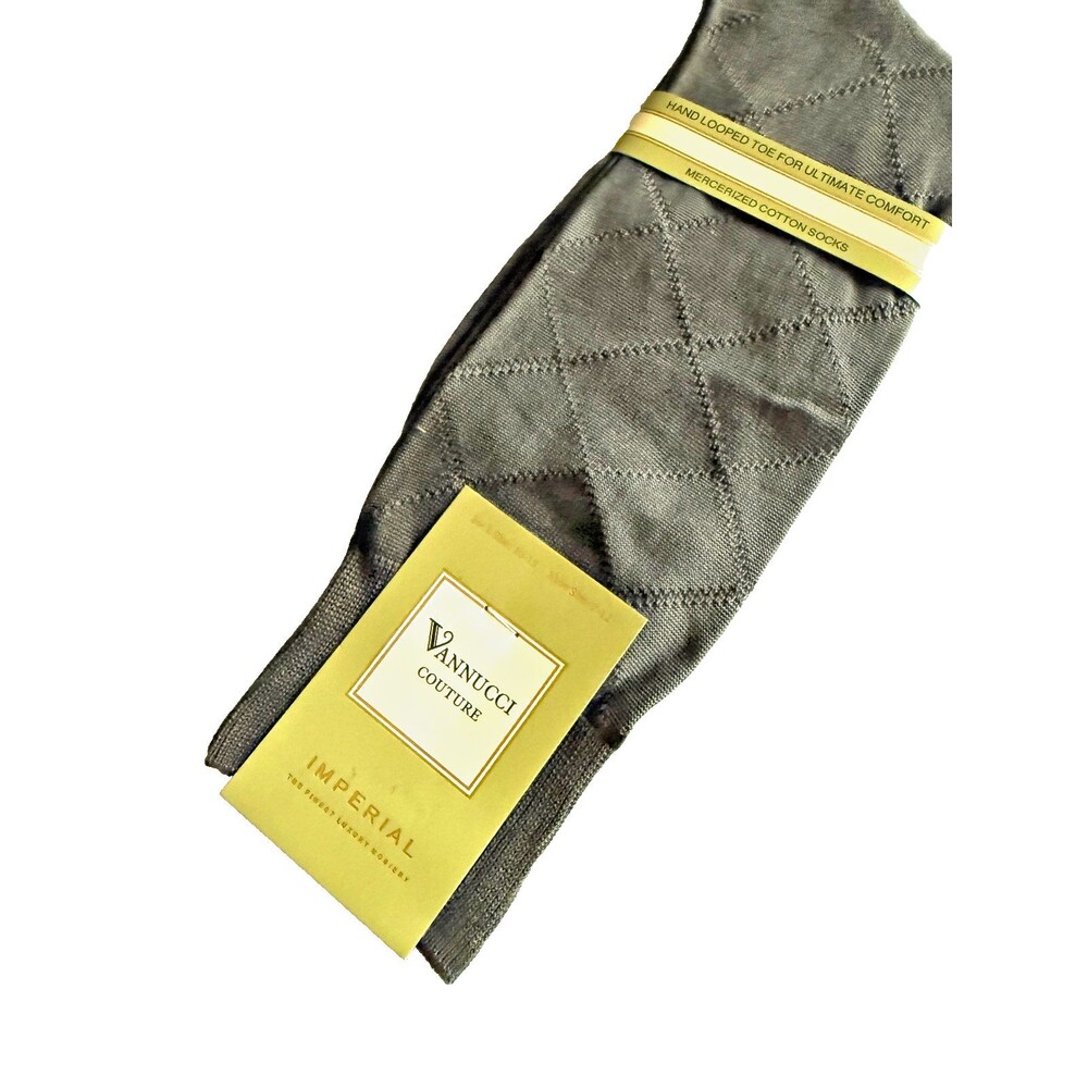 Vannucci Designer Dress Socks Mens Espresso Argyle Diamond Cotton Blend 10-13